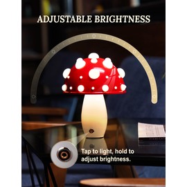 NiHome Mushroom LED Table Lamp, Adjustable Warm & White Lighting Child-Safe Touch-Controlled Brightness for Bedroom, Living Room & Office Decor, Includes 2 Bulbs for Customizable Ambiance (White Base)