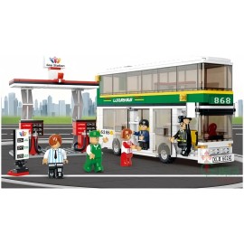 Azulamar Bloques De Transportador De Coche Carreras Juguete 403 Autobús De Dos Pisos