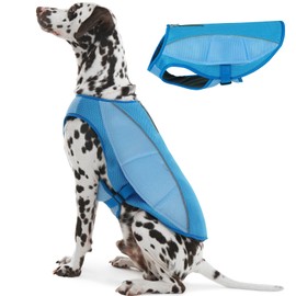 ROZKITCH Dog Cooling Vest, Dog Harness Cooler Jacket with Zipper Opening, Lightweight Evaporative Cooling Vests in Summer Hot Weather Outdoor Hiking Walking Camping Training Hunting Blue L