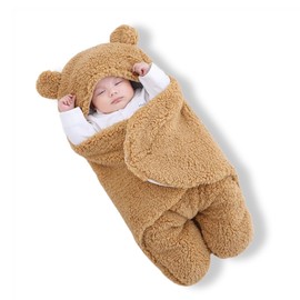 POOST Manta de bebé, Suave Manta de bebé con Capucha, Tela de Alta Calidad de 55 * 65cm para Mantener Caliente y cómodo, Adecuado para recién Nacidos 3-6 Meses (Marrón)