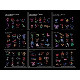 New Glimmer Body Art Temporary Tattoo 300 Stencils 4 glues