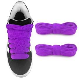 UamGlsob 3/4''(2cm) Fat Flat Shoe Laces, 36''-63'' Length Flat Thick Wide Shoelaces, Replacement Laces for Campus Skate Shoes Sneakers (Purple, 54"/140cm)