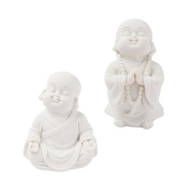 SHIDXIB 2Pcs Buddha Statue Minimalist Sandstone Buddha Ornament Monk Figurine Zen Decor
