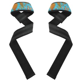 Correas de levantamiento de pesas, diseño retro, color azul, 26 pulgadas, neopreno, acolchadas, para levantamiento de pesas, culturismo, entrenamiento de fuerza, implementos de gimnasio