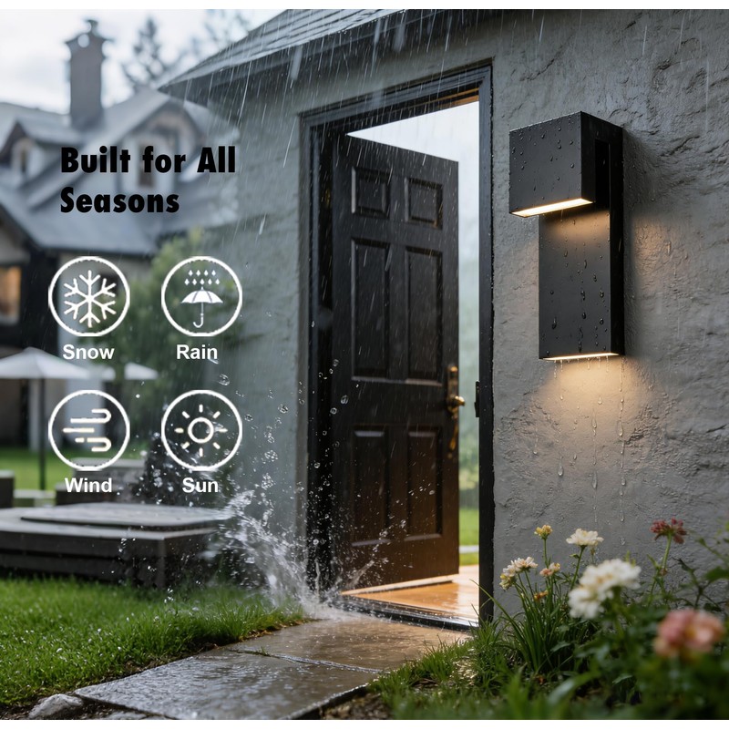 YUBOEL Modern Outdoor Wall Sconce Matte Black Waterproof LED Wall