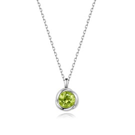 immobird Women's Necklace 925 Sterling Silver Necklace Birthstones Rose Shape Gifts Ladies Daughter Christmas Valentine's Day Mother's Day, Cubic Zirconia, Peridot