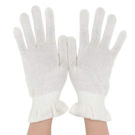 Silk Gloves, Prevents Rough Hands, Moisturizing, Hand Care While Sleeping, Nice Morning Sleep, Loose and Gentle Fit, Made in Japan, White, 1 Pair