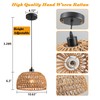 Battery Operated Pendant Light with Remote,Battery Hanging Light Rattan Woven