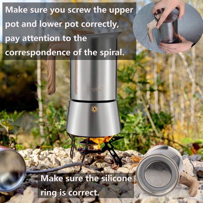 Sivaphe Stainless Steel Stovetop Espresso Coffee Maker, 6cups Espresso pot,