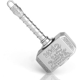 Cool Thor Hammer Fidget Spinners Toy Metal for Kids Adults, Deformable Hand Finger Spinner Keychain, Transformable Infinity Cube Fingertip Gyro Desk Toy Goody Bag Filler Party Favors Novelty Gift (Silver)