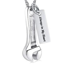 Wrench Urn Necklace for Ashes for Women Men Human Ashes Holder Stainless Steel Hammer Cremation Jewelry for Ashes Pendant