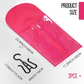 2PCS Wig Bag Wig Storage Hair Extension Holder Wig Holder for Multiple Wigs Hair Extension Storage Waterproof and Portable Wig Bags Storage with Hanger Hair Extensions, Wigs & Accessories (Hot Pink)
