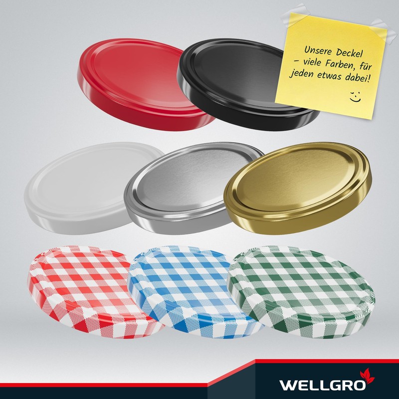 WELLGRO 50 x preserving lids TO 82 black - replacement