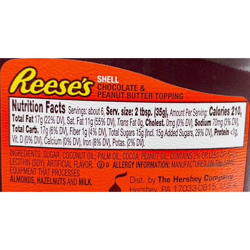 Reese's Peanut Butter Shell Topping,7.25-Ounce Bottle (Pack of 3)