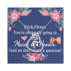 LQRI Maid of Honor Proposal Gift Pinky Promise Charm Maid of Honor Necklace Bridesmaid Jewelry Maid Of Honor Bestie Gift (silver-2)