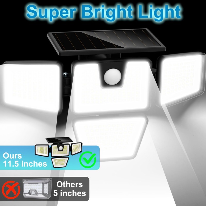 AmeriTop Solar Lights Outdoor, 2 Pack 300 LED High Brightness