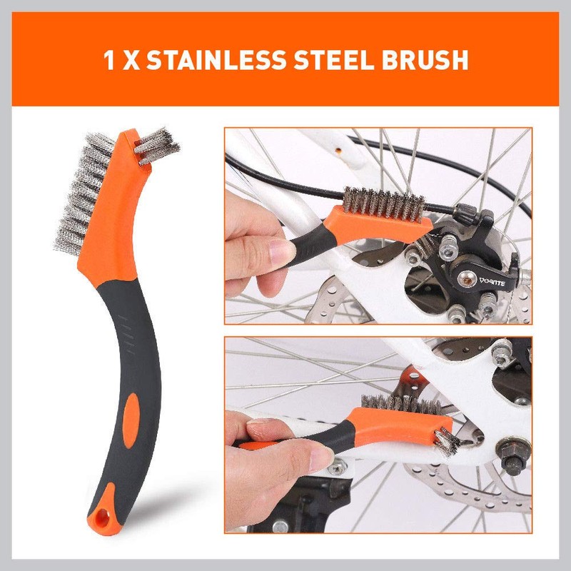 HORUSDY 3-Piece Wire Brush Set, 7-Inch Nylon/Brass/Stainless Steel with Non-Slip