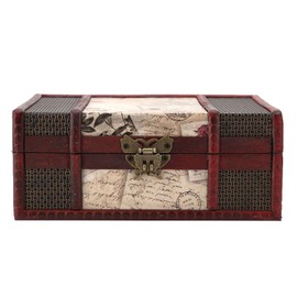 TOPINCN Vintage Wooden Small Book Jewelry Storage Box Organizer for Documents Chinese Design (Stamp with lock)