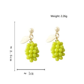 Grape Earrings for Women, Cute Fruit Grape Drop Earrings for Girls, Tropical Green Grape Earrings Hypoallergenic, Gold Leaf Grape Earrings Stud Earrings, Zinc