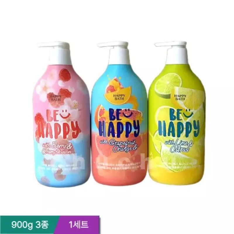 Happybath 해피바스 스마일 바디워시 900g 3종 체리,자몽,유자 1세트 Happybath Smile