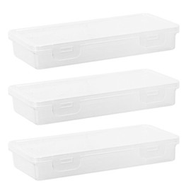 arrderly Pack of 3 Stackable Storage Boxes, Transparent & Durable, for Office, School, Crafts, Cosmetics & Tools, Space Saving & Versatile
