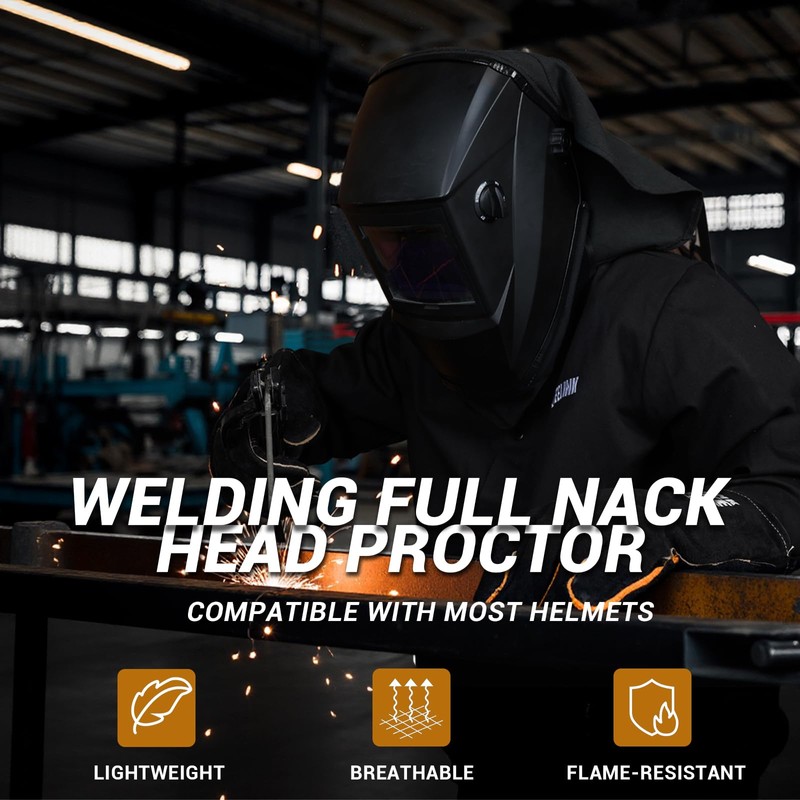 Welding Helmet Extended Cover and Bib Set ，Split Wrap-Around Design