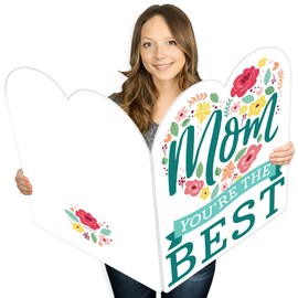 Big Dot of Happiness Colorful Floral Happy Mother's Day - We Love Mom Giant Greeting Card - Big Shaped Jumborific Card - 16.5 x 22 inches