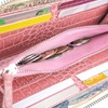 Nallyda Crocodile Embossed Cowhide Long Wallet, white (pink interior)