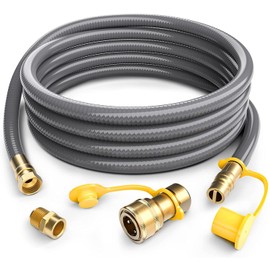 PatioGem 12FT 1/2 inch Natural Gas Hose with Quick Connect Fittings, Natural Gas Conversion Kit for Grill, Propane Hose for Fireplace, Heater, Burner, Grill, Generator - CSA Certified