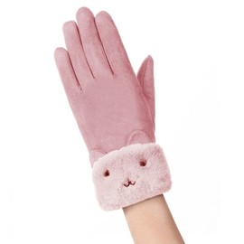 IBLUELOVER Womens Cat Touchscreen Gloves Warm Suede Gloves Cute Cartoon Soft Mittens Full Finger Windproof Driving Gloves for Ladies Girls Driving Texting Skiing Cycling