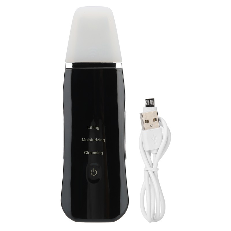Face Skin Scrubber USB Rechargeable Peeling Machine Ultrasonic Exfoliating SkinCare(Black