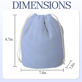 AMZMA Drawstring Makeup Bag Large Cotton Quilted Cosmetic Bag Portable Make Up Organizer Bag for Skin Care & Toiletries, Flower patchwork-blue