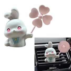 Cute Rabbit Car Air Fresheners Vent Clips, Rotating Windmill Car Aroma Diffuser Outlet Clip, Animal Car Dashboard Air Vent Trim Clip, Auto Interior Decoration Accessories (Rabbit)