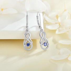 Starchenie Infinity Hoop Earrings, Women's Earrings 925 Silver, Dangling earrings with 3A Cubic Zirconia Birthstone for Women, Sterling Silver, Cubic Zirconia