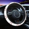 White Baseball Red Lace Steering Wheel Cover, Non Slip Durable