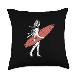 Surfer Dreadlocks Swimsuit, Sunscreen, Sunglasses Surfer Dreadlocks Tourist or Beach Lover Throw Pillow, 18x18, Multicolor