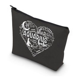 WSNANG Zodiac Astrology Horoscope Gift Zodiac 12 Constellation Makeup Bag 12 Constellation Birthday Gift for Astrology Lover (Aquarius bag)