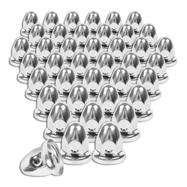 Cabtherlyn 33mm x 2 1/2" Steel Lug Nuts Covers,Polished Bullet Flanged Caps Pointed Push-on Lug Nut Cover for Semi Trucks, Pack of 40 PCS