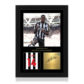 Win FC Alexander Isak A4 Framed Photo Display - Reproduced Digital Signature - Gift For Newcastle United Fans