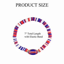 ARZASGO 10 Pack Game Day Bracelets for Women, Stackable Heishi Bracelets Clay Beaded Stretch Friendship Bracelets, Football Charm Bracelet Sport Fans Outfits Jewelry Gifts,Red&Blue