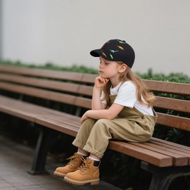 MCWTH Dinosaur Baseball Cap for Toddler Boys Girls, Kids Embroidered Sun Hat 2-8 Years Old Black