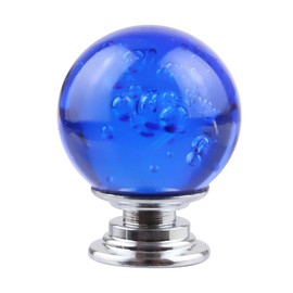 BNYZWOT 12 PCS Crystal Cabinet Knobs Round Glass Bubbles Knobs Smooth Drawer Pulls Handle for Home, Cabinet, Drawer and Dresser with 3 Different Size Screws, 30MM (Light Blue)