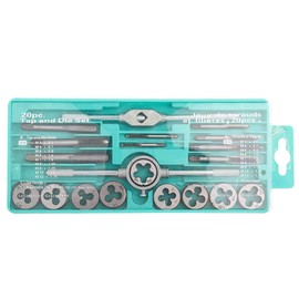 20 Piece Metric Tap and Die Set,25mm SAE Thread Tool M3~M12 Screw Thread Tap Wrench Die Wrench Hand with Storage Box,Thread Creating and Repair Tool Kit