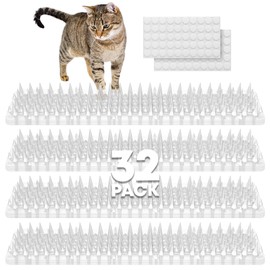 32 Pack Scat Mat For Cats - 13.3 x 3.3 Inch Cat Spike Mat With 1 Inch Spike Is A Perfect Pet Training Mat For Cat Repellent Indoor & Outdoor To Deter Cats, Dogs & Other Animals For All Seasons (Clear)