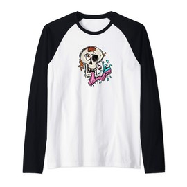 Fun, punk, skater skull look, street style for edge Raglan Baseball Tee