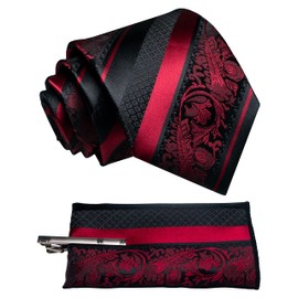 Jemygins Fashionable Flower Tie, Pocket handkerchief and Tie Clip Set for Men - m
