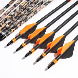 annastar Camo Hunting Carbon Arrows 30/32 inch Spine 300 340 400 500 for Compound Bow or Recurve Bow (12 PCS) (Mountain Camouflage, 30 inch Spine 500)