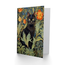 Artery8 Black Cat in Wildflower Meadow Cat Lover for Wife Her Mum Sister Daughter Mom Gran Nan Mothers Day Birthday Thank You Blank Art Greeting Card