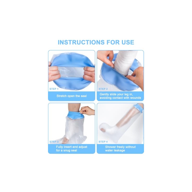 1 Pack Waterproof Lower Leg Cast Cover for Shower and