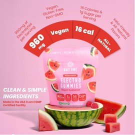 Day One ElectroGummies – Electrolyte Hydration Gummies – Ideal to Boost Hydration & Energy – Running, Workout – Sour Watermelon Flavored – 60 Gummies